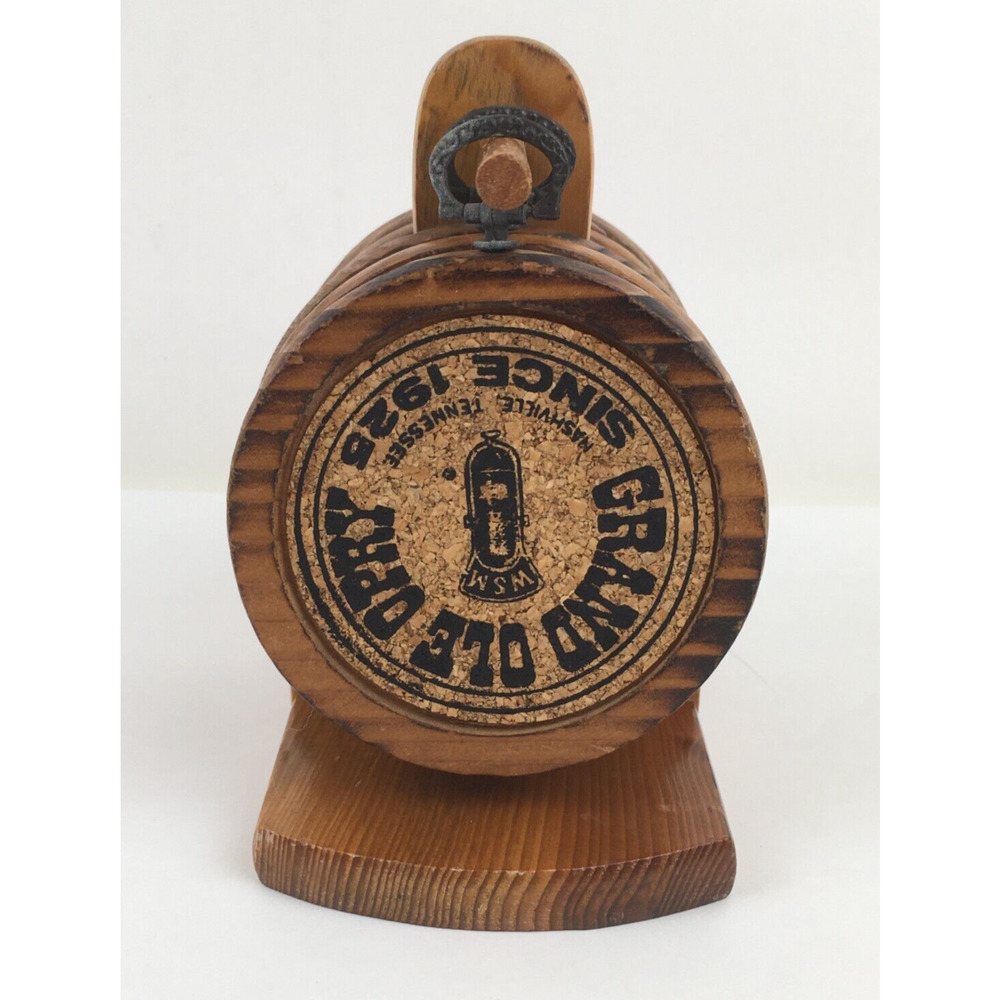 Coasters Grand Ole Opry Coasters Wood Cork backed DRINK Set Of 6 with stand